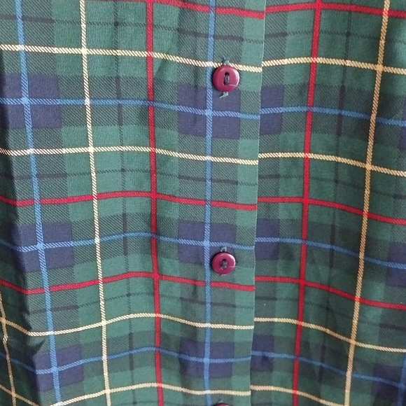 Pendleton Multicolor Plaid 100% Silk Long Sleeve Button Front Blouse - Picture 5 of 7